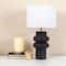 Hello Honey® 20" Black Stoneware Table Lamp with Linen Shade